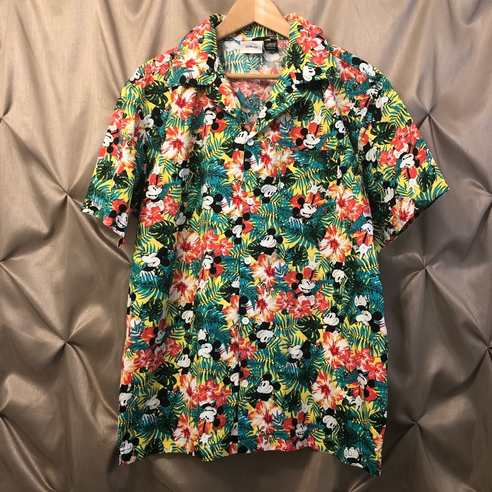 Disney Mickey Mouse Hawaiian Tropical Floral Shirt